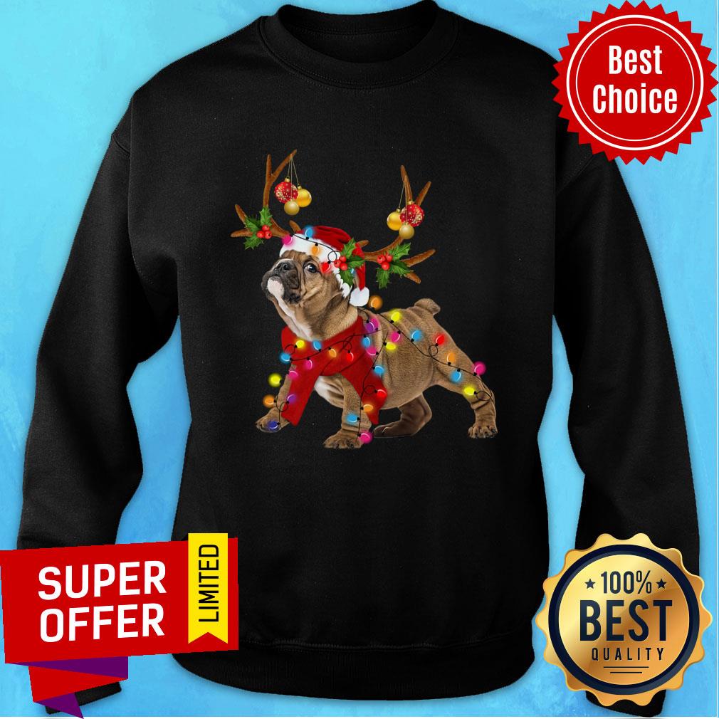 Bulldog Gorgeous Reindeer Christmas Shirt - Image 5