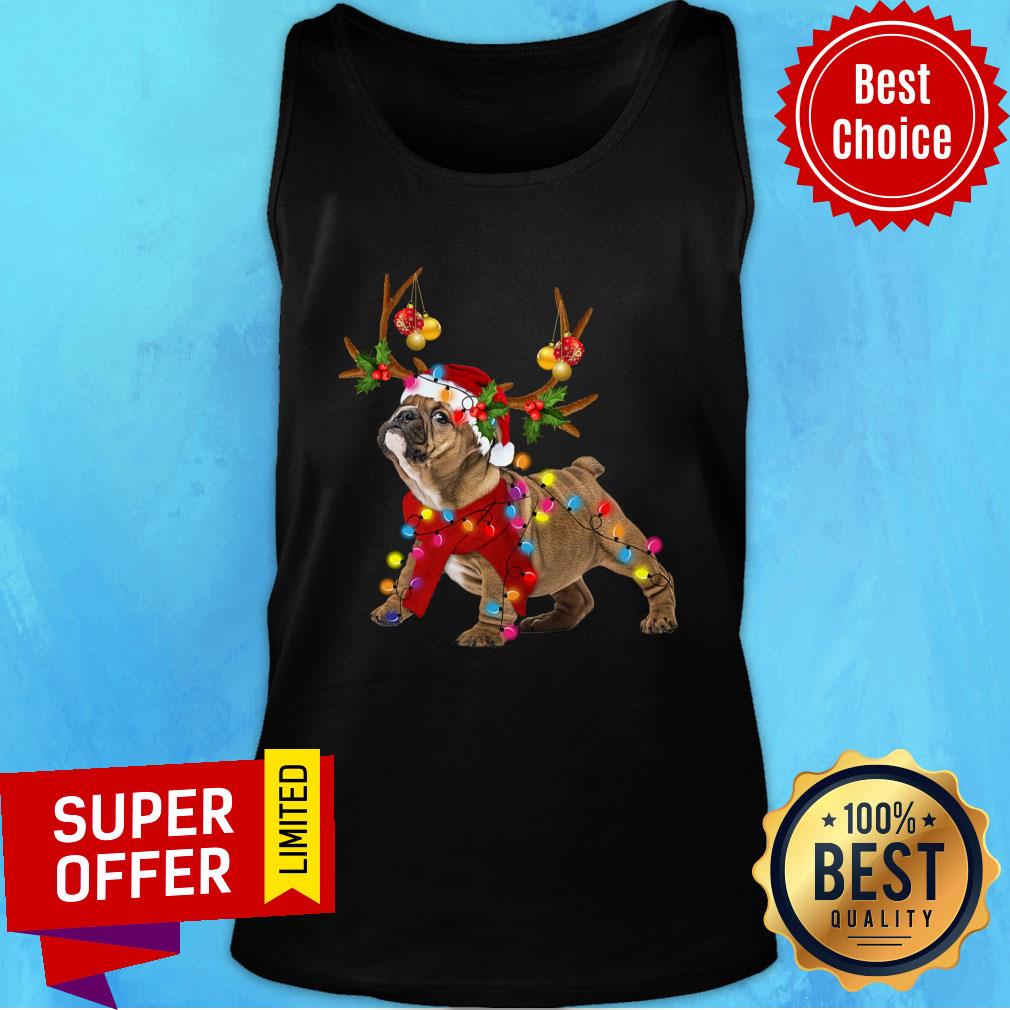 Bulldog Gorgeous Reindeer Christmas Shirt - Image 4