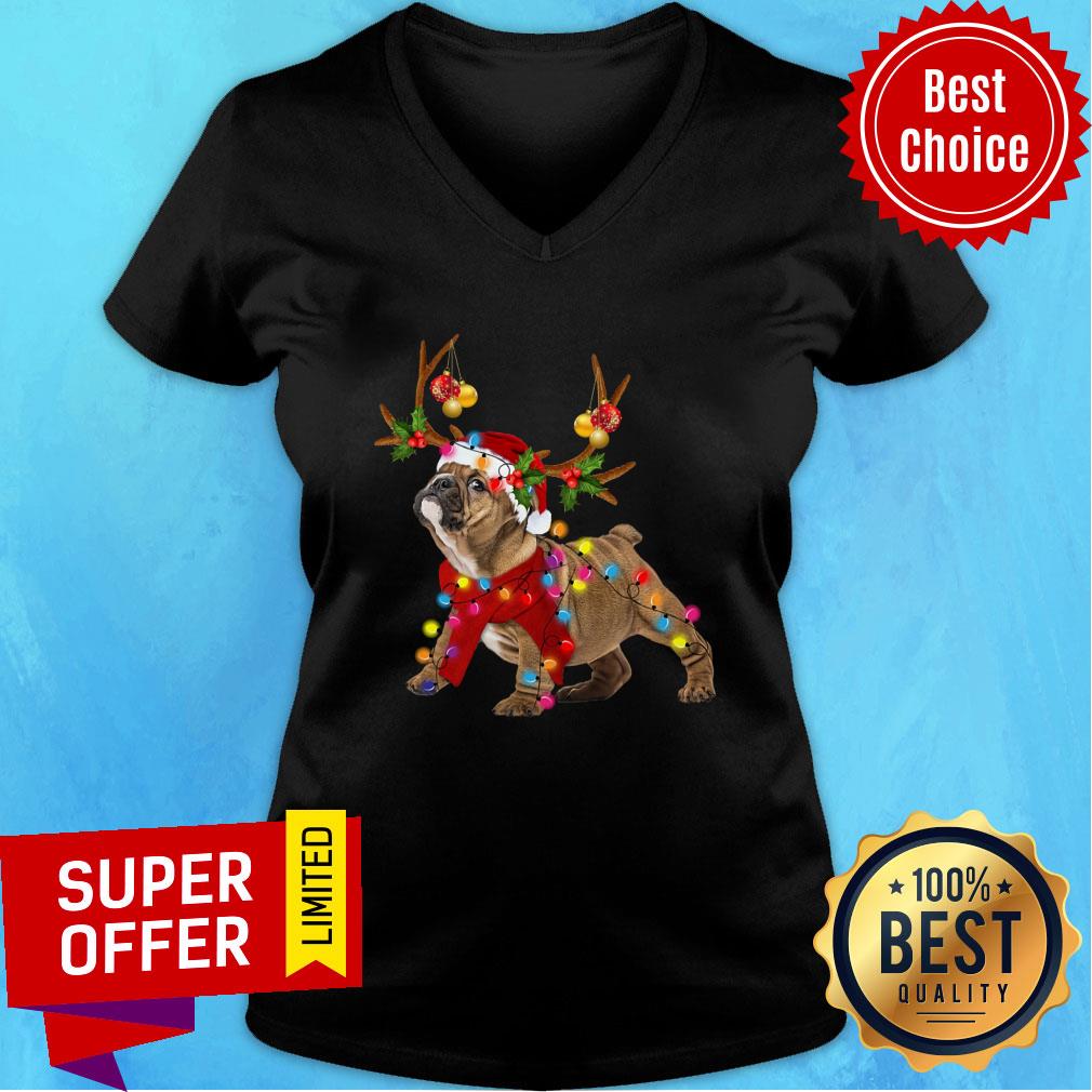 Bulldog Gorgeous Reindeer Christmas Shirt - Image 3