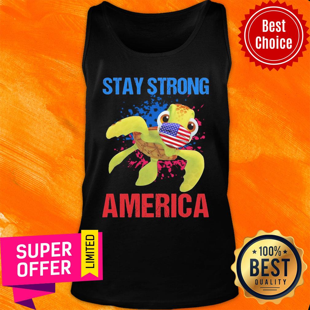 Turtle Face Mask Stay Strong American Flag Shirt - Image 4