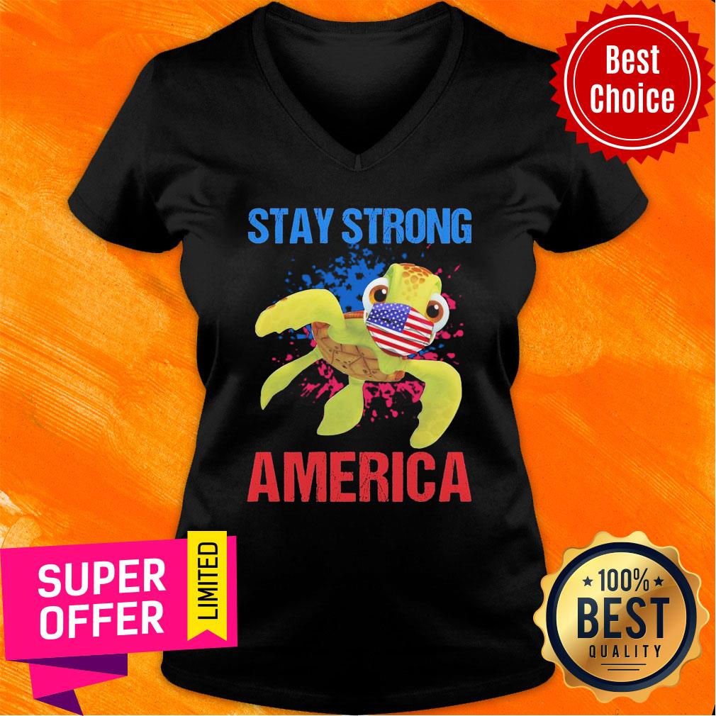 Turtle Face Mask Stay Strong American Flag Shirt - Image 3
