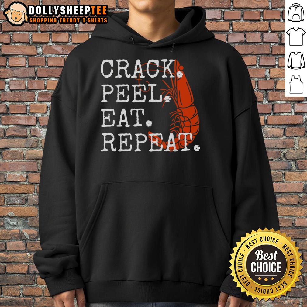 Cute Seafood Crack Peel Eat Repeat Shrimp T-Shirt - Image 2