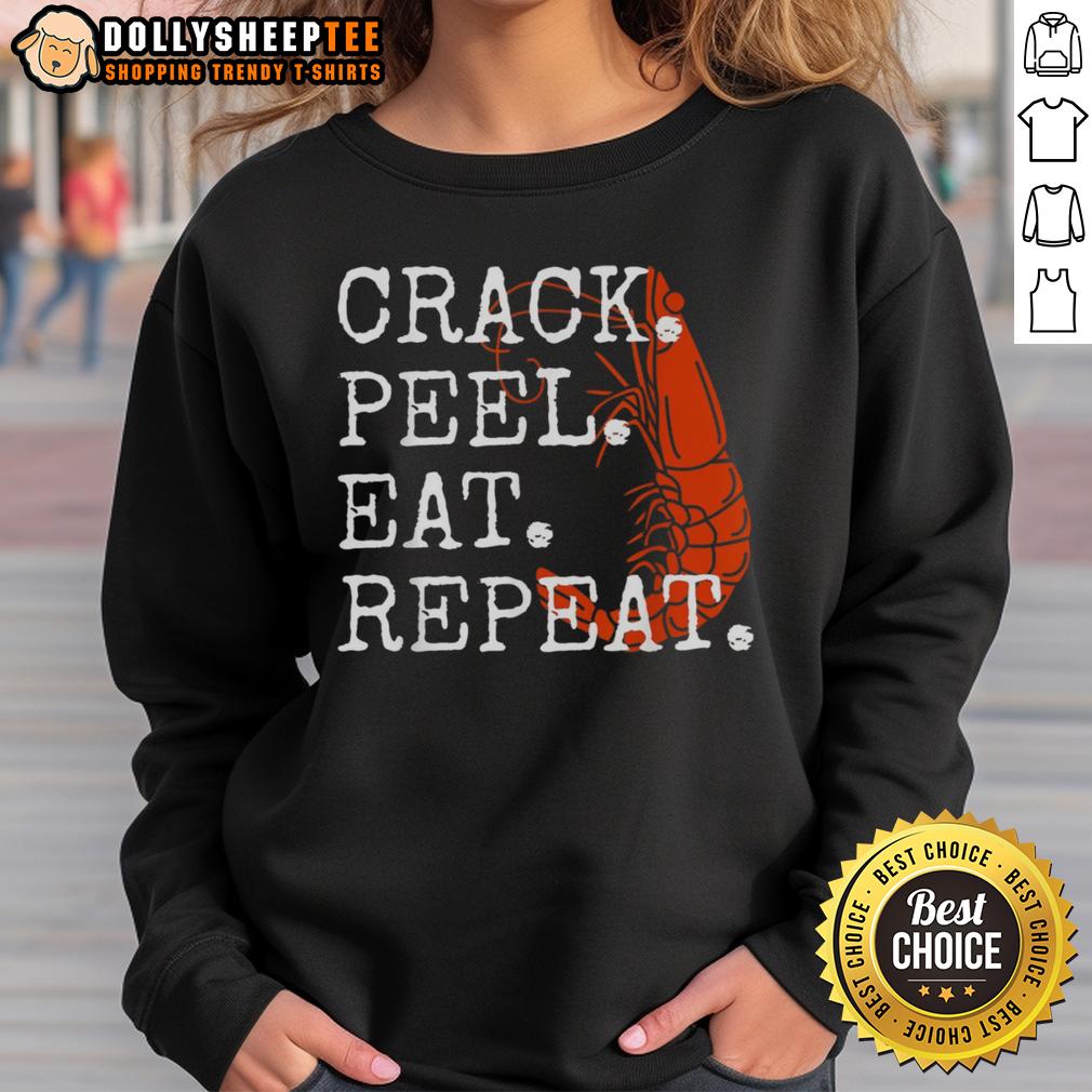 Cute Seafood Crack Peel Eat Repeat Shrimp T-Shirt - Image 5