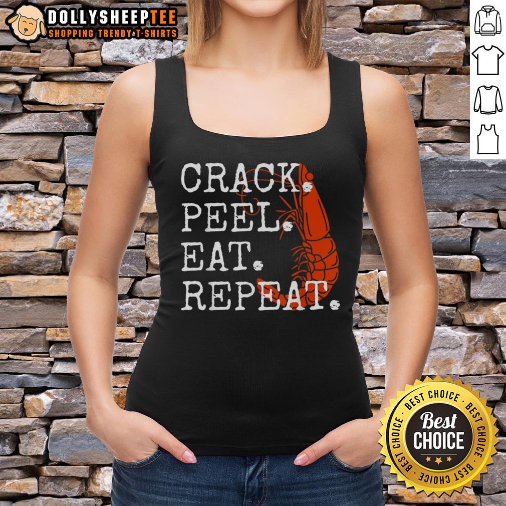 Cute Seafood Crack Peel Eat Repeat Shrimp T-Shirt - Image 4