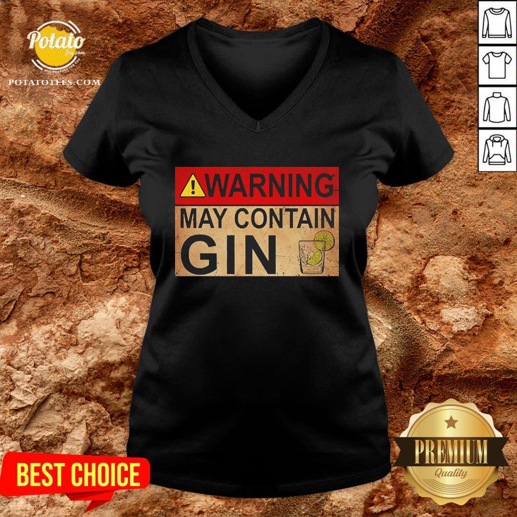 Happy Warning May Contain Gin Wine Funny T-shirt - Image 2