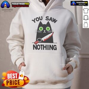 Alternative view of Top Black Cat Knife You Saw Nothing T-Shirt