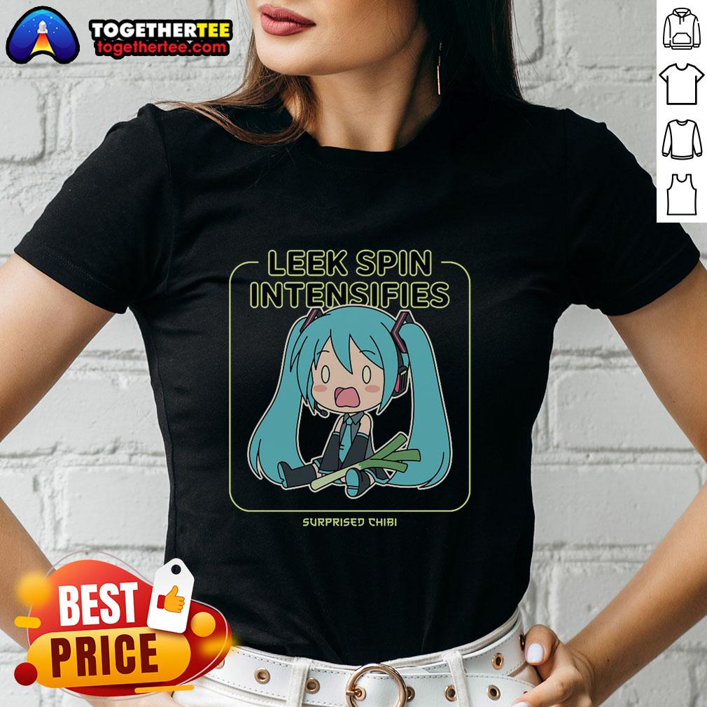 Top Leek Spin Intensifies Surprised Chibi Miku T-Shirt - Image 3