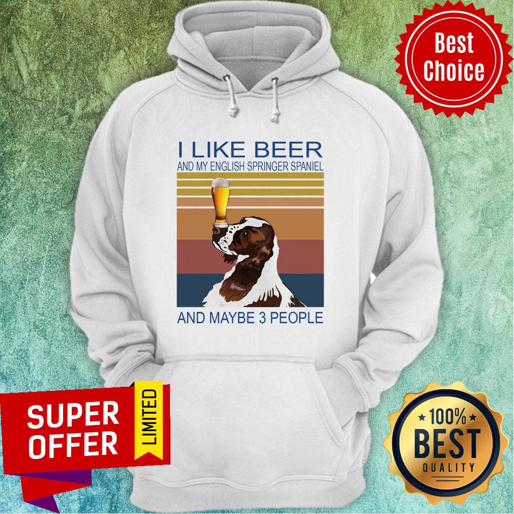 I Like Beer And My English Springer Spaniel And Maybe 3 People Vintage Retro Shirt - Image 3