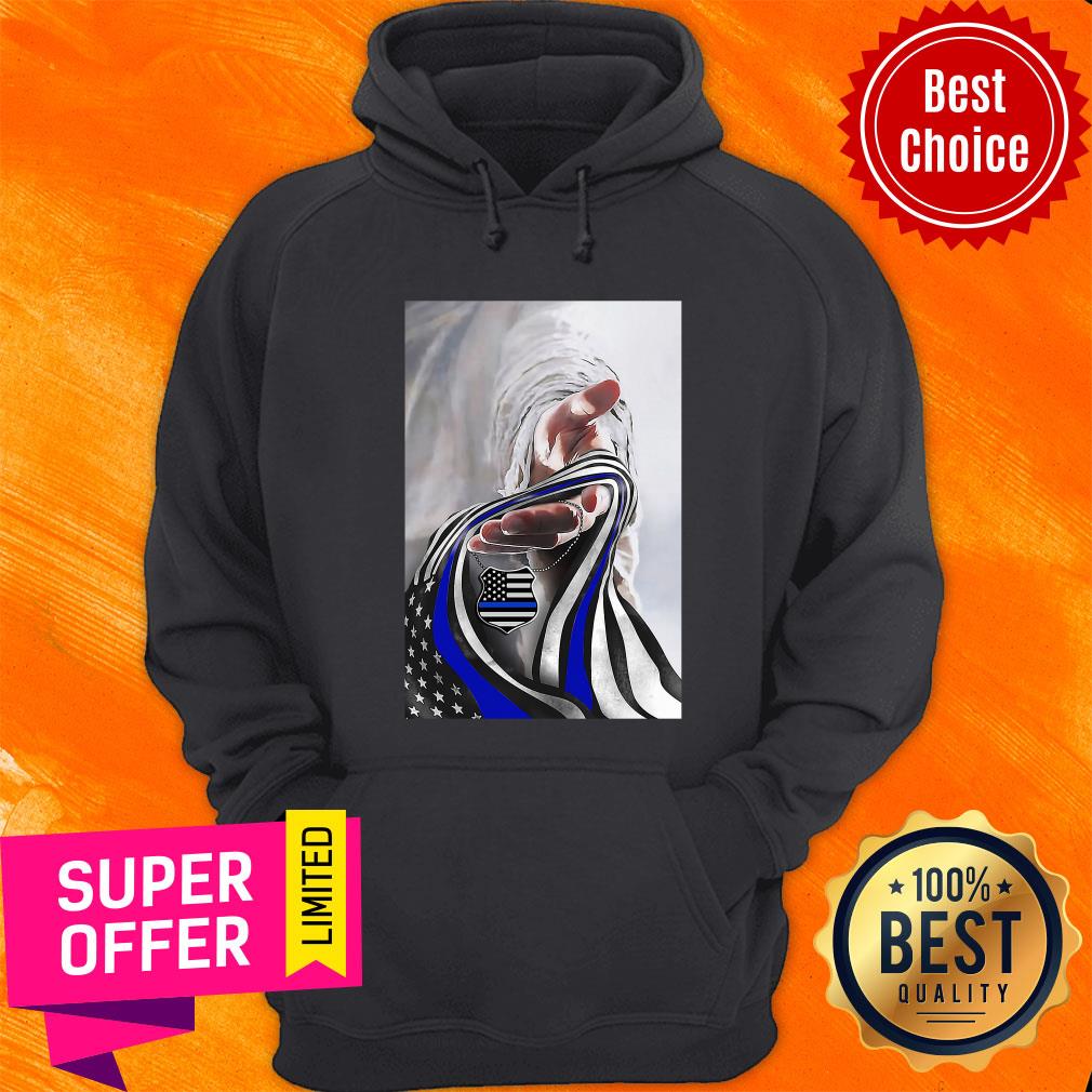 Nice Jesus God And Blue American Flag Shirt - Image 2