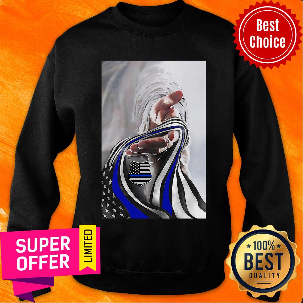 Nice Jesus God And Blue American Flag Shirt - Image 5
