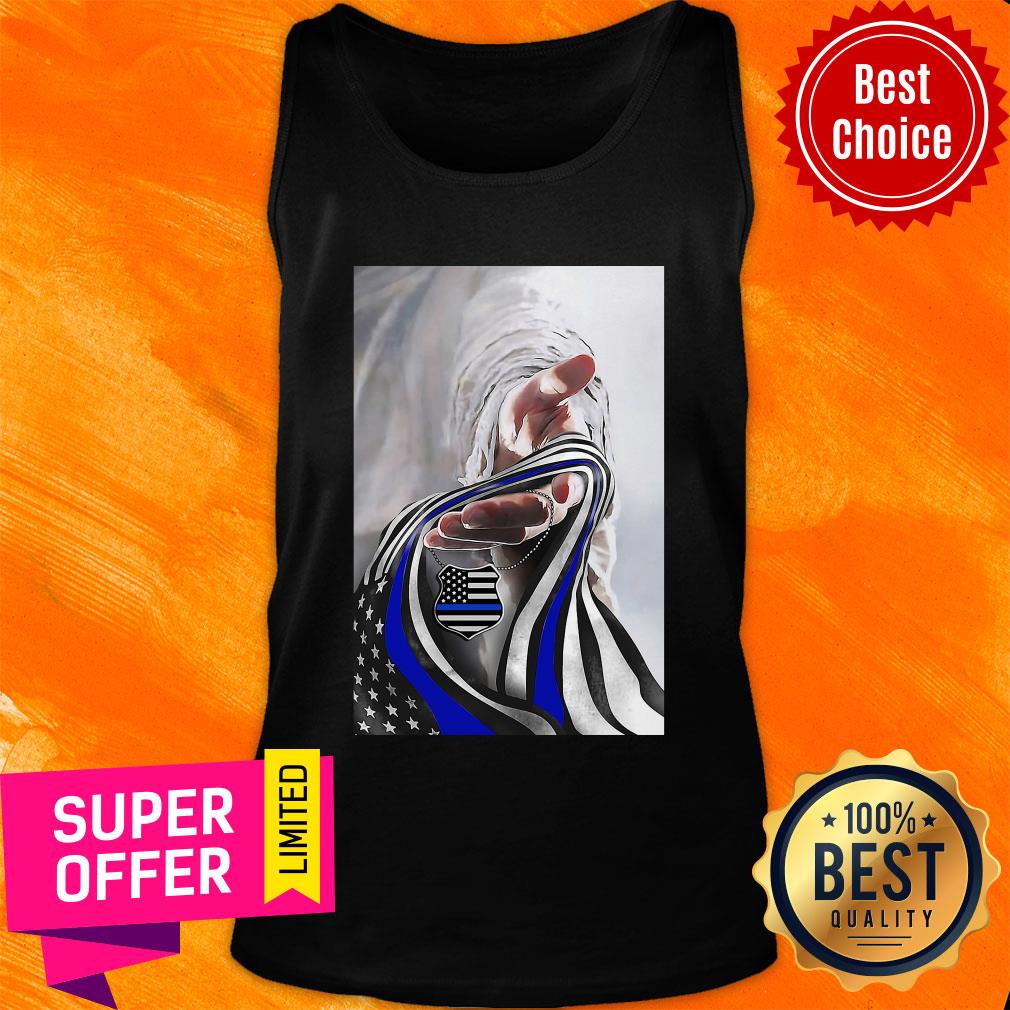 Nice Jesus God And Blue American Flag Shirt - Image 4