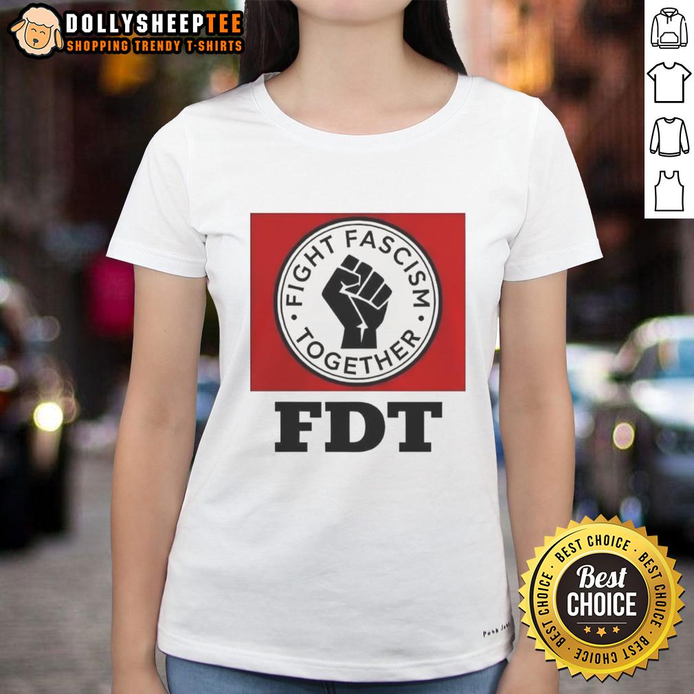 Hot Fight Fascism Together Logo T-Shirt - Image 3