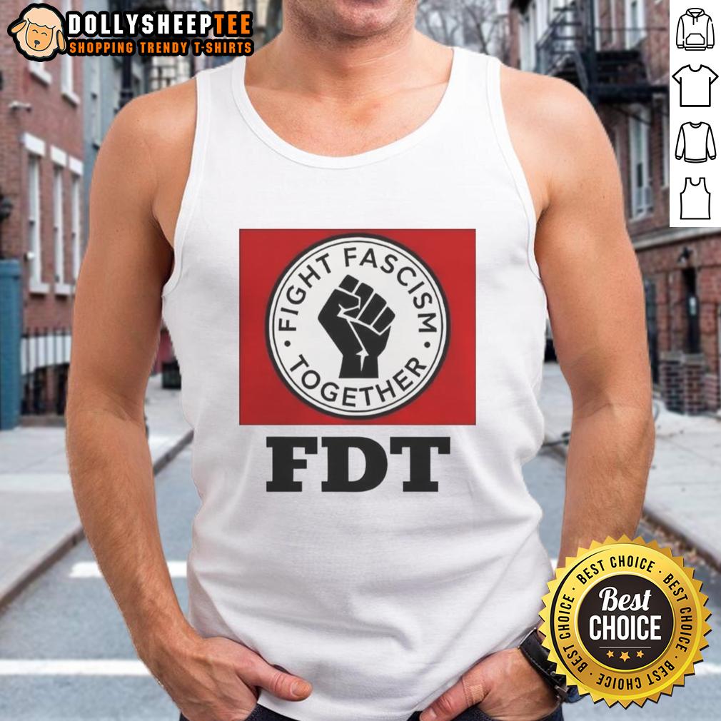 Hot Fight Fascism Together Logo T-Shirt - Image 4