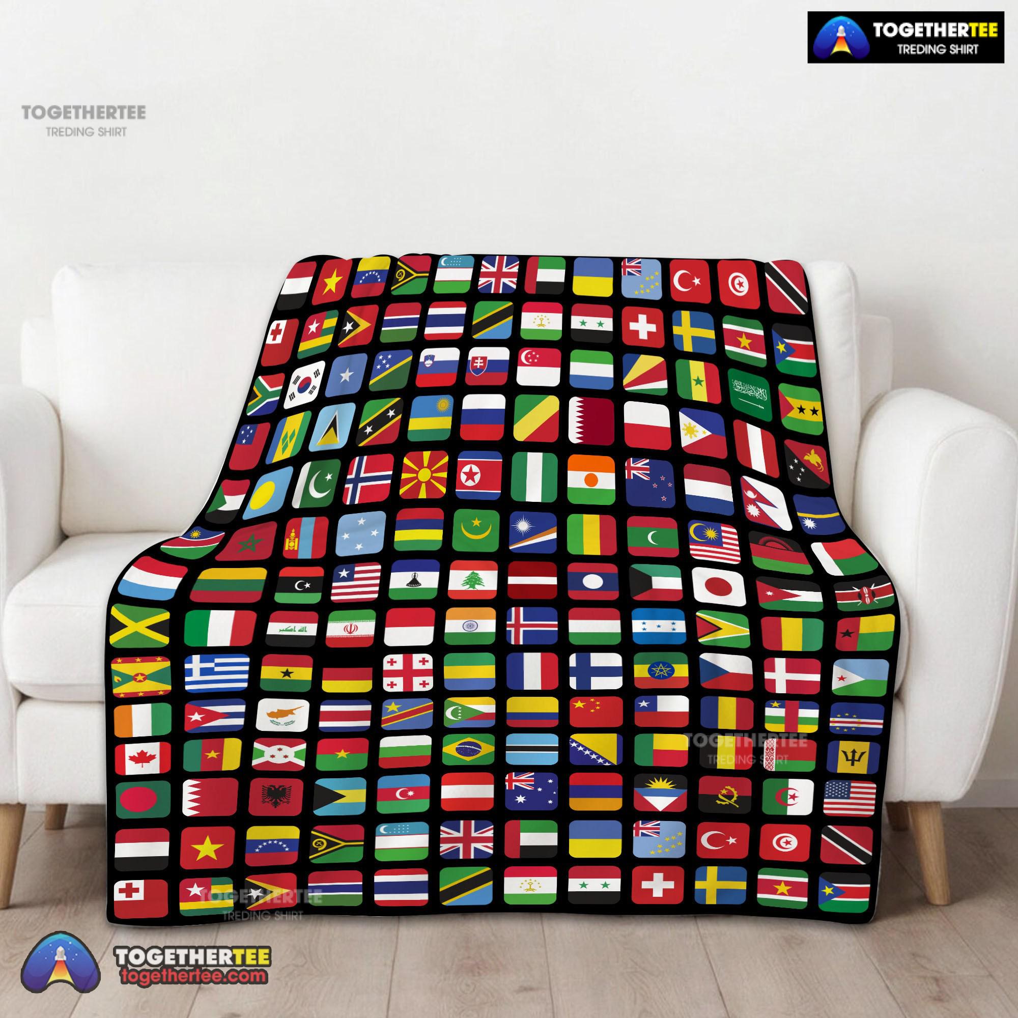Official World Flags Grid Colorful International Countries Flag Blanket Fleece Blanket - Image 2