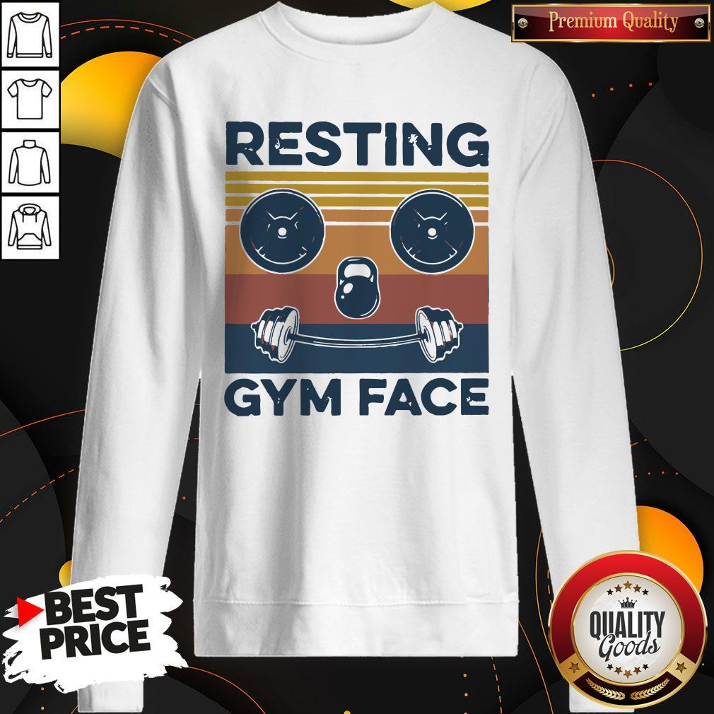 Funny Resting Gym Face Vintage Fitness Shirt - Image 5