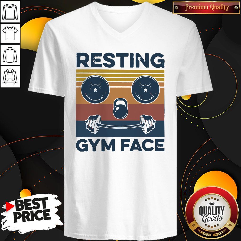 Funny Resting Gym Face Vintage Fitness Shirt - Image 3