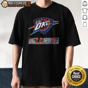 Hot Oklahoma City Thunder NBA And Oklahoma Sport Teams Collage Logo T-Shirt