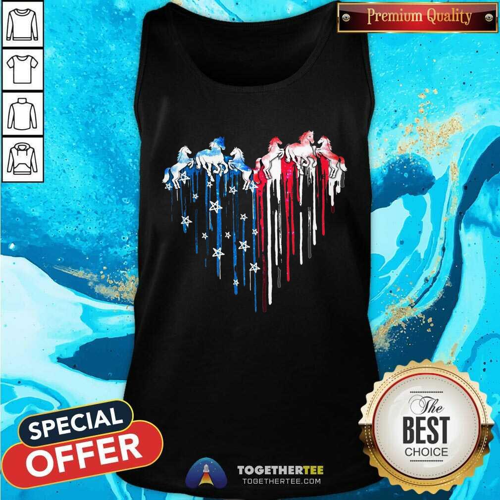 Horse Watercolor American Flag Heart Shirt - Image 4