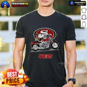 Original Snoopy And Woodstock Driving Motorbike San Francisco 49ers T-Shirt