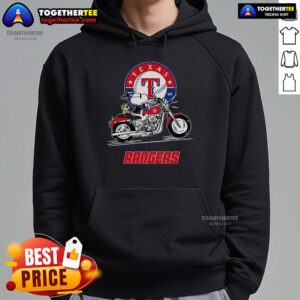 Alternative view of Original Snoopy And Woodstock Driving Motorbike Texas Rangers T-Shirt