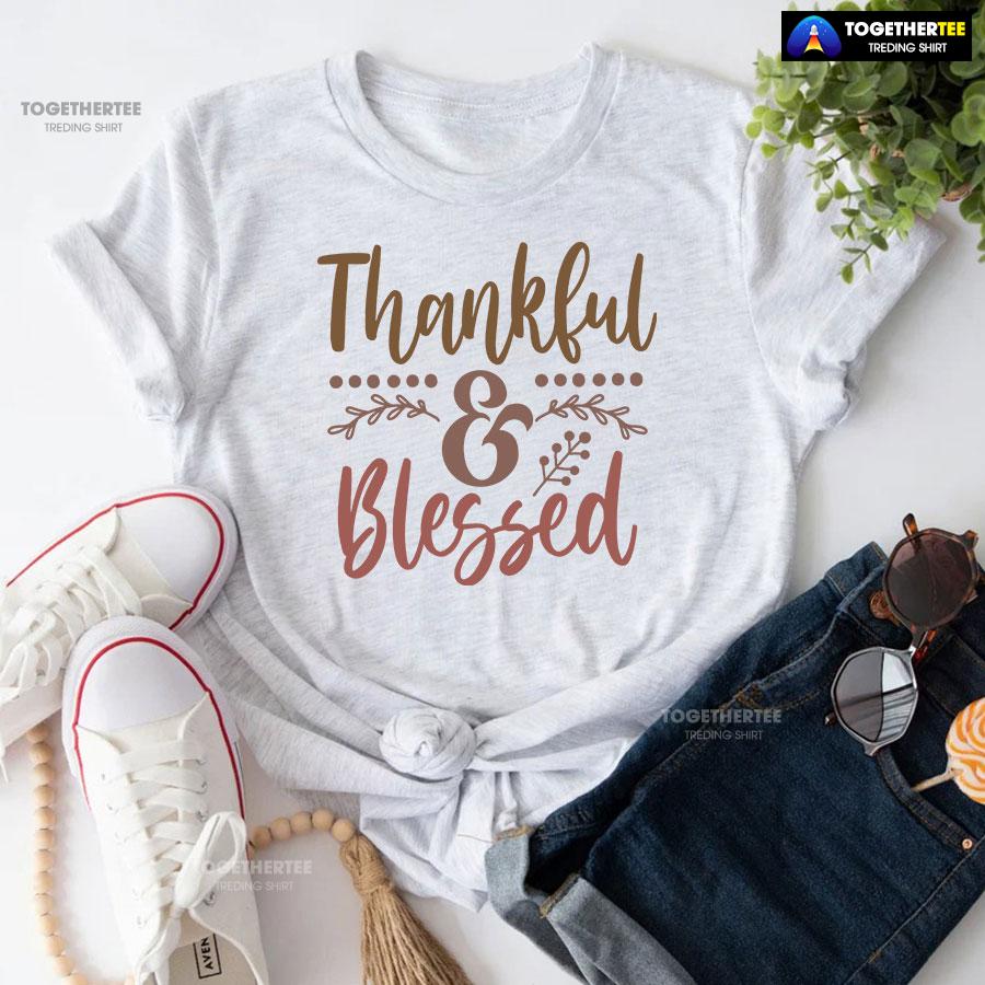 Thankful & Blessed Thanksgiving T-Shirt - Image 5