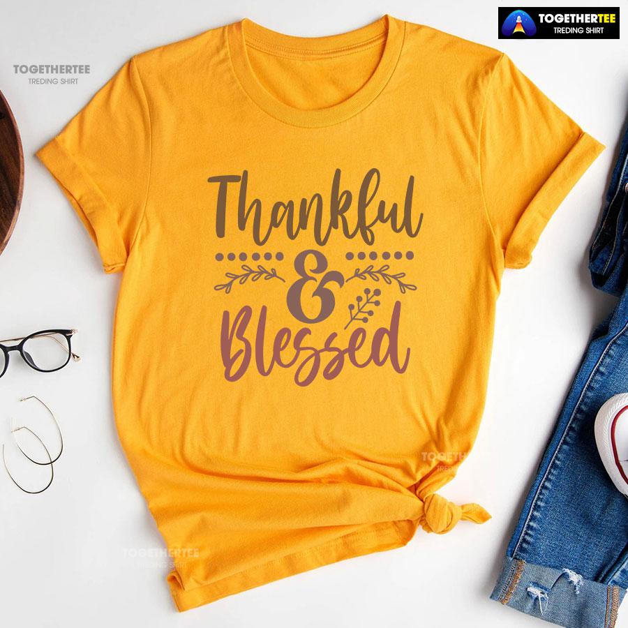 Thankful & Blessed Thanksgiving T-Shirt - Image 10