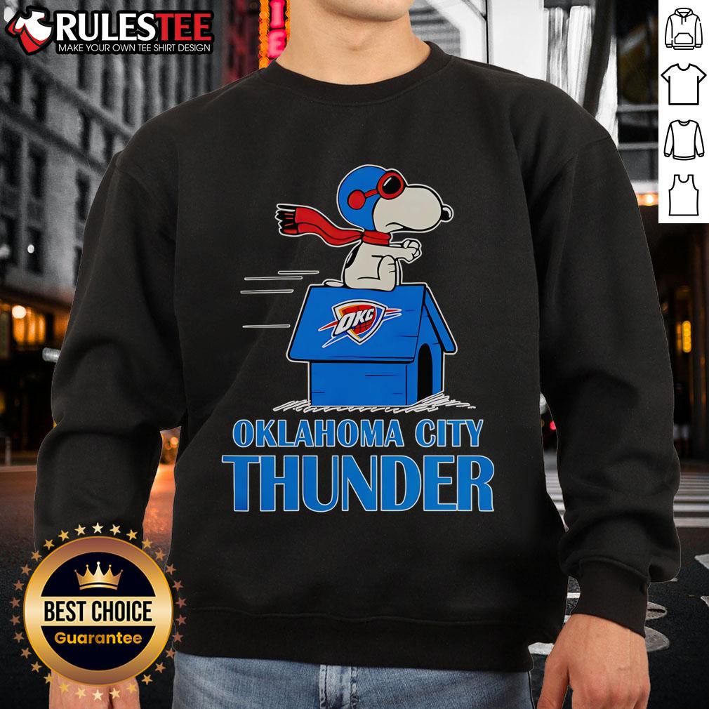 Cute Oklahoma City Thunder NBA Basketball Snoopy House 2025 T-Shirt - Image 5
