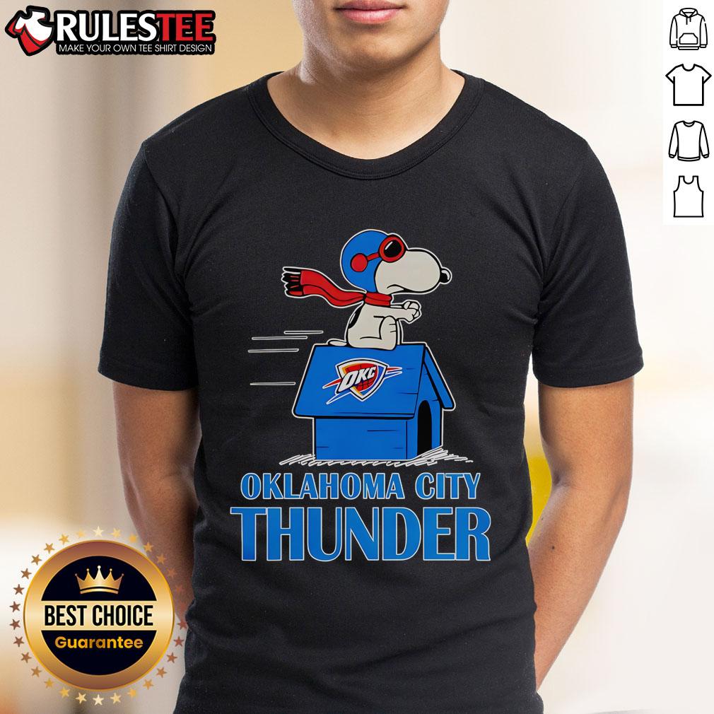 Cute Oklahoma City Thunder NBA Basketball Snoopy House 2025 T-Shirt