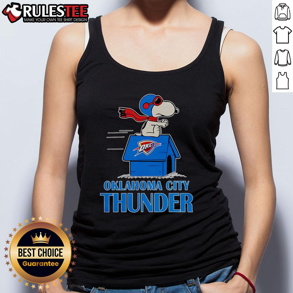Cute Oklahoma City Thunder NBA Basketball Snoopy House 2025 T-Shirt - Image 4