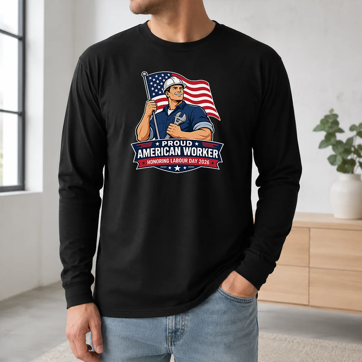 Happy Premium Labour Day Proud American Worker Vector Shirt - Image 5