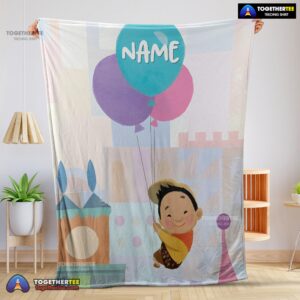 Official Disney Cartoon Up Boy With Balloon Blanket Fleece Customized Blanket