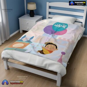 Alternative view of Official Disney Cartoon Up Boy With Balloon Blanket Fleece Customized Blanket