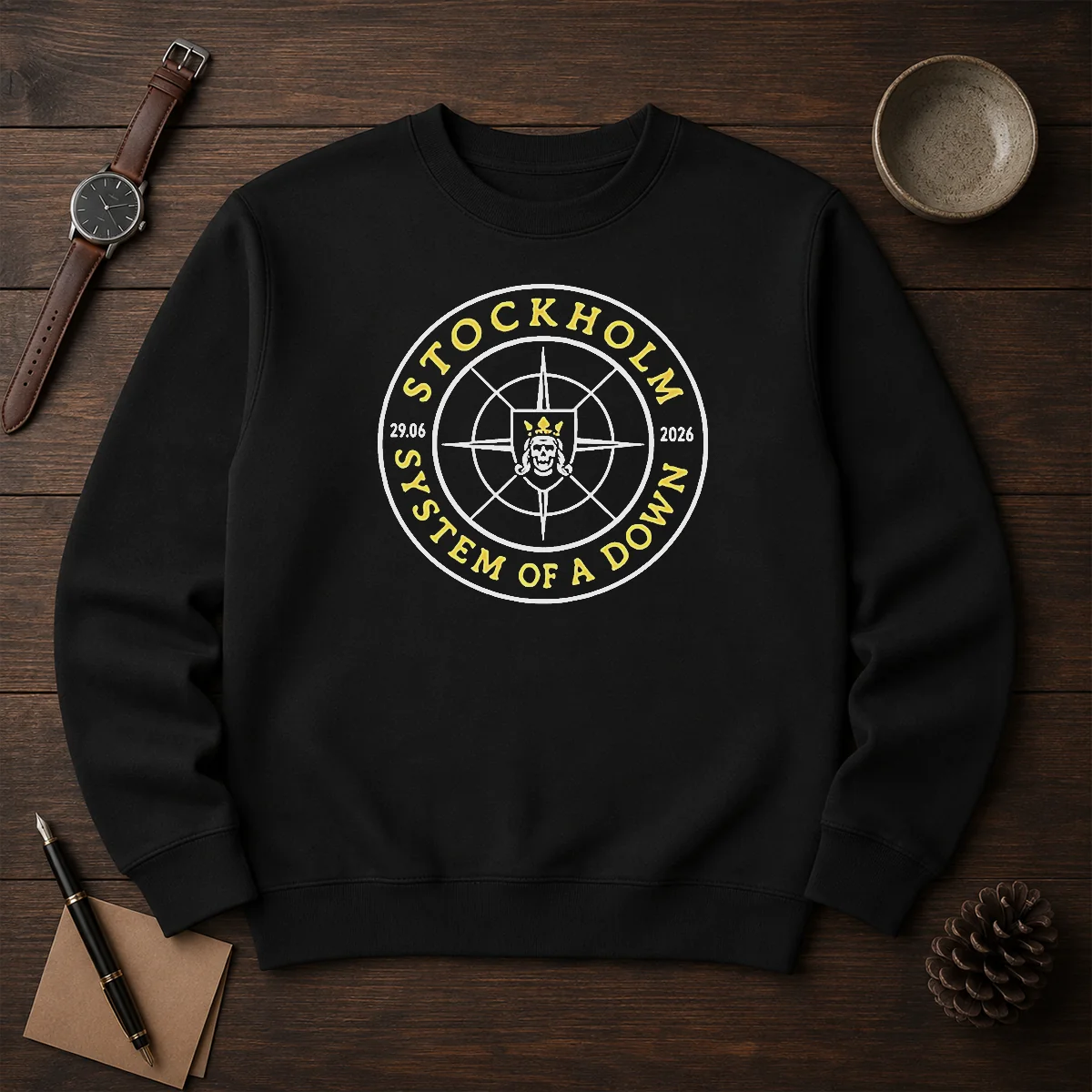 Top System Of A Down Stockholm 2026 Tour Badge Shirt - Image 7