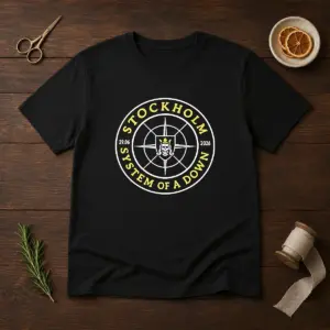 Top System Of A Down Stockholm 2026 Tour Badge Shirt