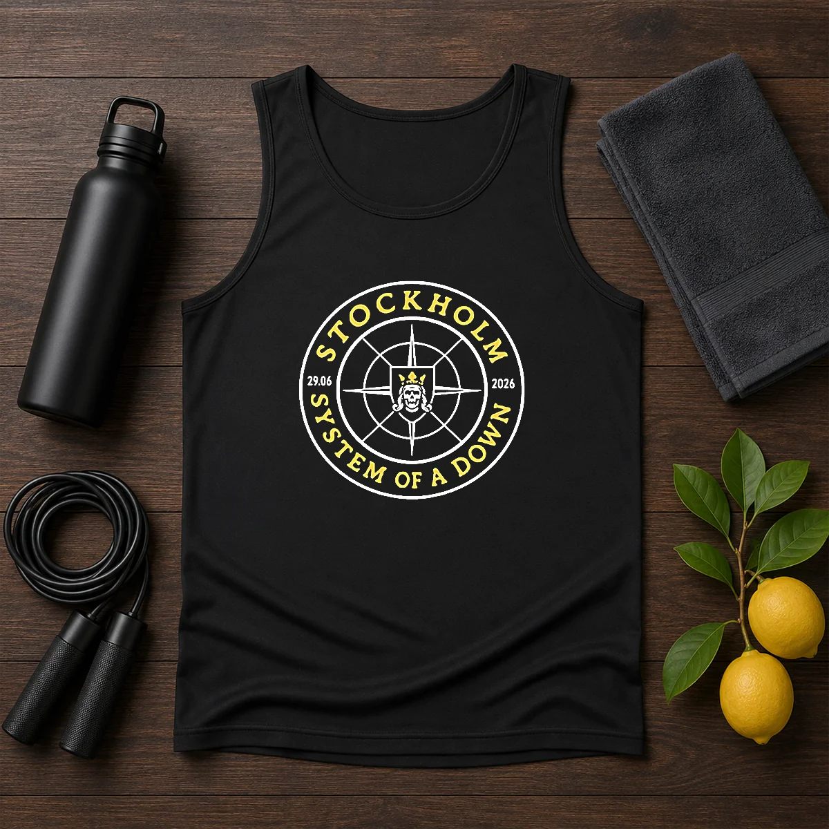 Top System Of A Down Stockholm 2026 Tour Badge Shirt - Image 3