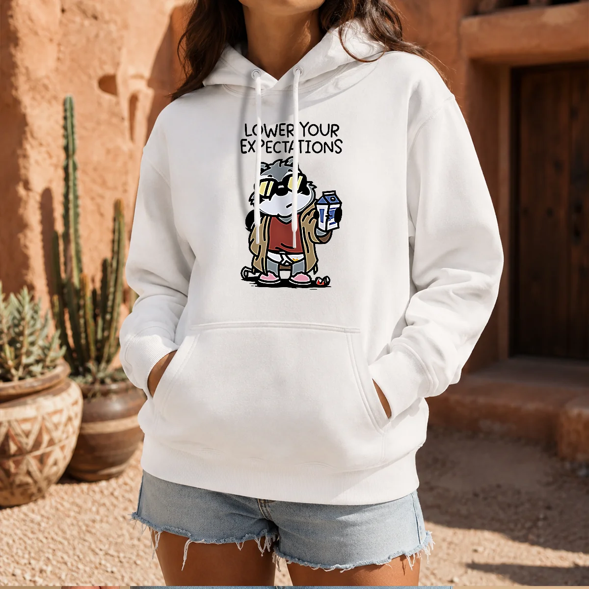 Official Lower Your Expectations Raccoon Cartoon Shirt - Image 5