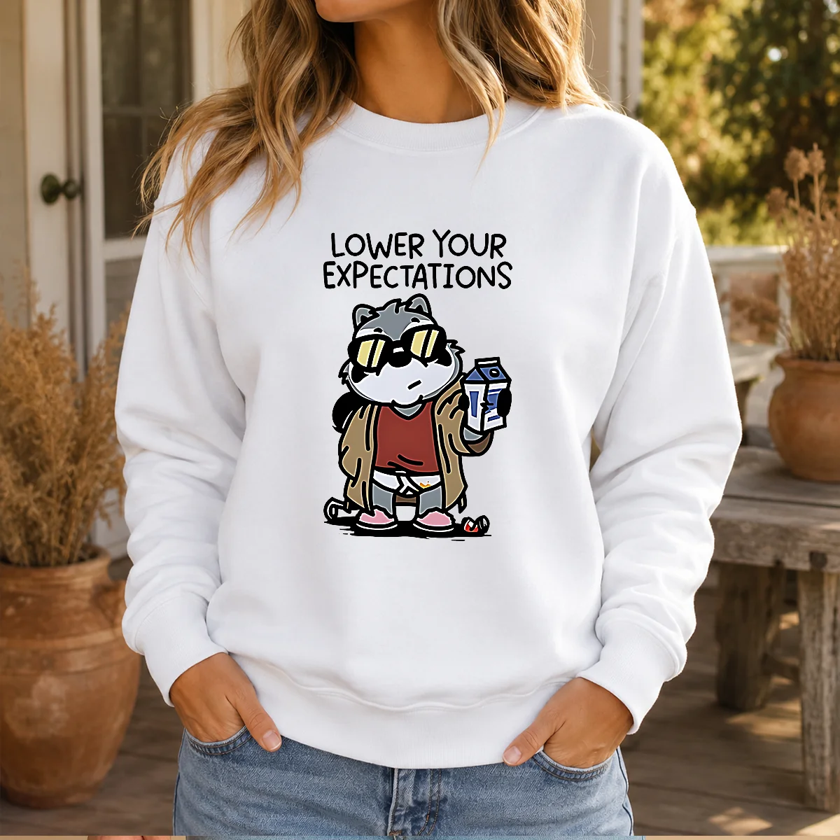 Official Lower Your Expectations Raccoon Cartoon Shirt - Image 6