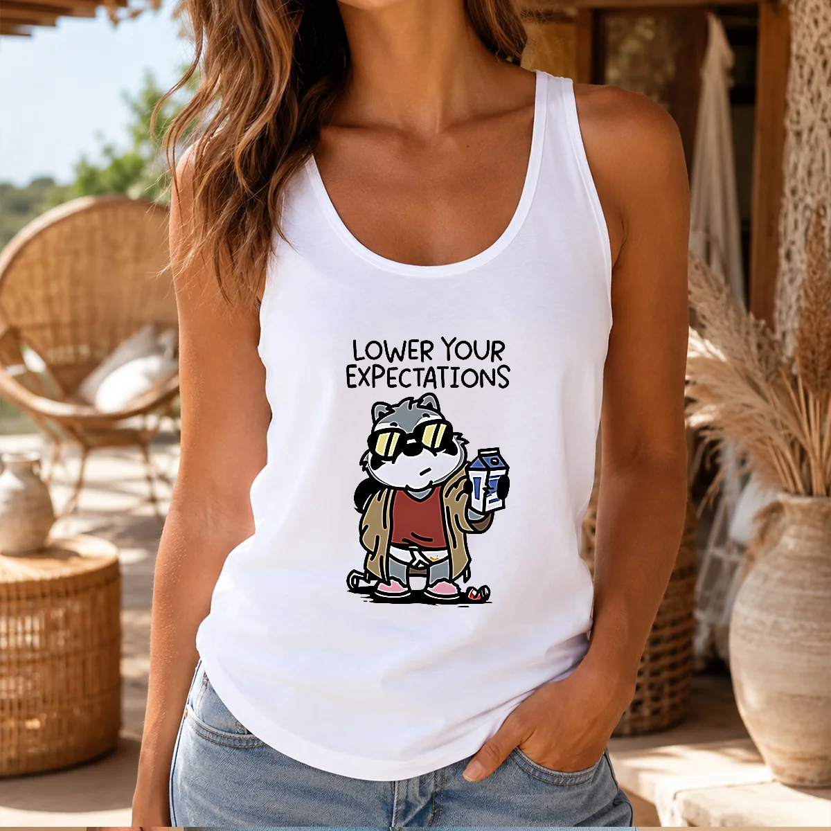 Official Lower Your Expectations Raccoon Cartoon Shirt - Image 3