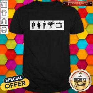 Person Woman Man Camera TV Words Cognitive Test Shirt