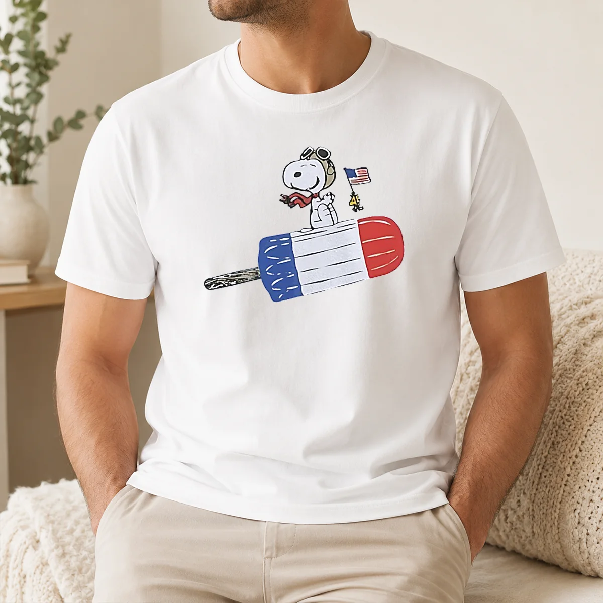Nice Hot Snoopy And Woodstock Fourth Of July Patriotic Rocket Pop ICE Cream Parody Shirt