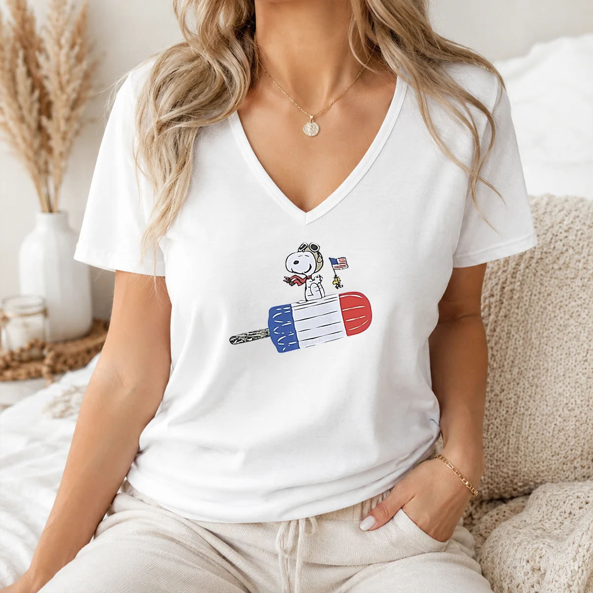 Nice Hot Snoopy And Woodstock Fourth Of July Patriotic Rocket Pop ICE Cream Parody Shirt - Image 2