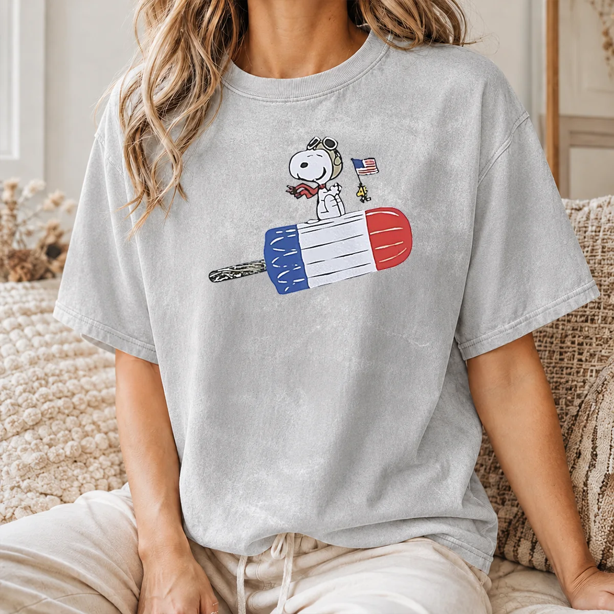 Nice Hot Snoopy And Woodstock Fourth Of July Patriotic Rocket Pop ICE Cream Parody Shirt - Image 8