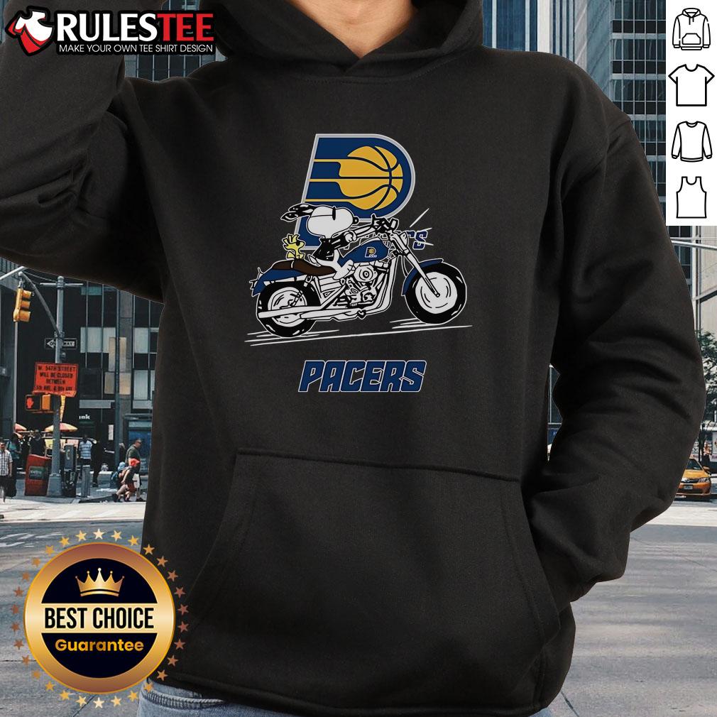 Awesome Snoopy And Woodstock Driving Motorbike Indiana Pacers T-Shirt - Image 2