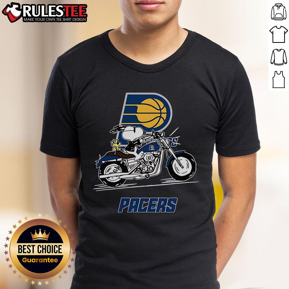 Awesome Snoopy And Woodstock Driving Motorbike Indiana Pacers T-Shirt