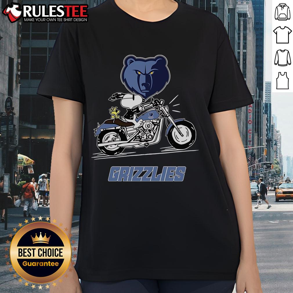 Awesome Snoopy And Woodstock Driving Motorbike Memphis Grizzlies T-Shirt - Image 3