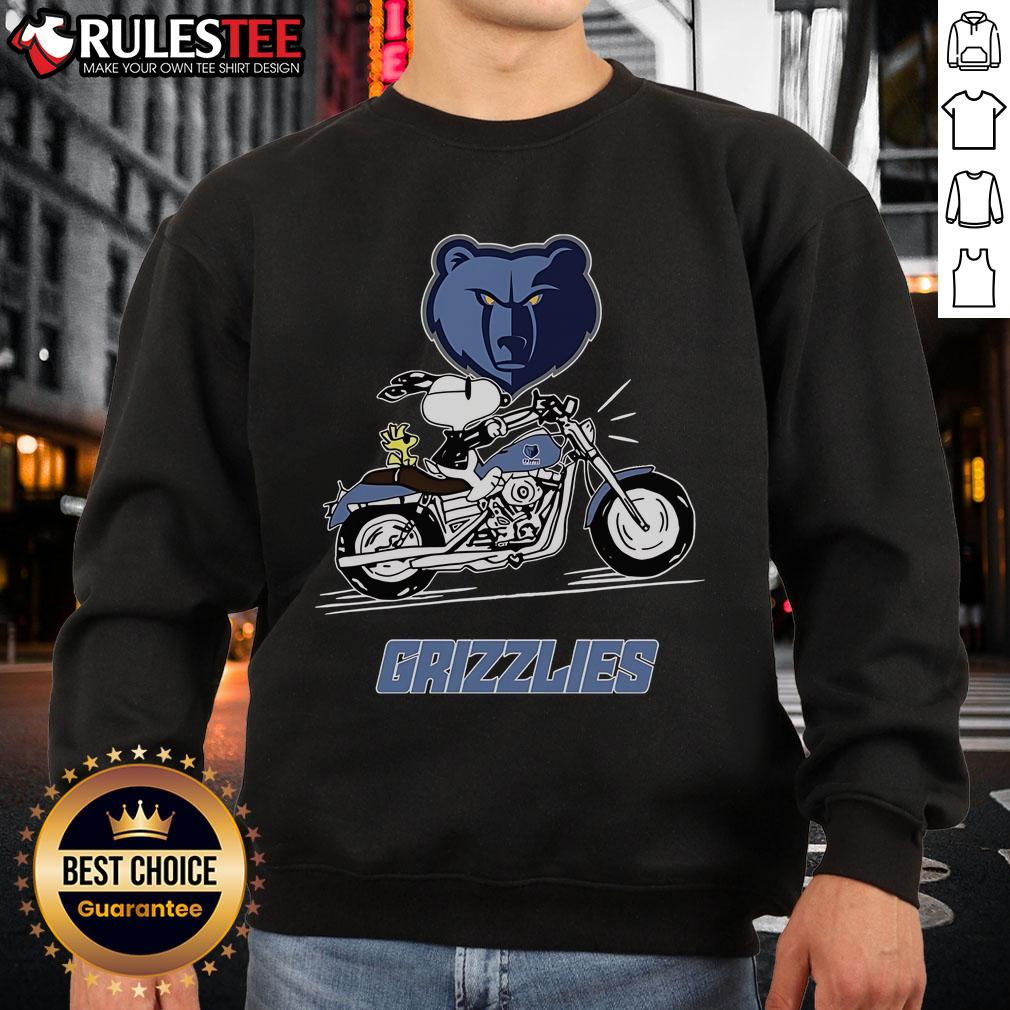 Awesome Snoopy And Woodstock Driving Motorbike Memphis Grizzlies T-Shirt - Image 5