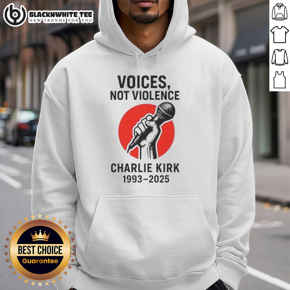 Hot Charlie Kirk Voices Not Violence Make America Great Again T-Shirt - Image 2