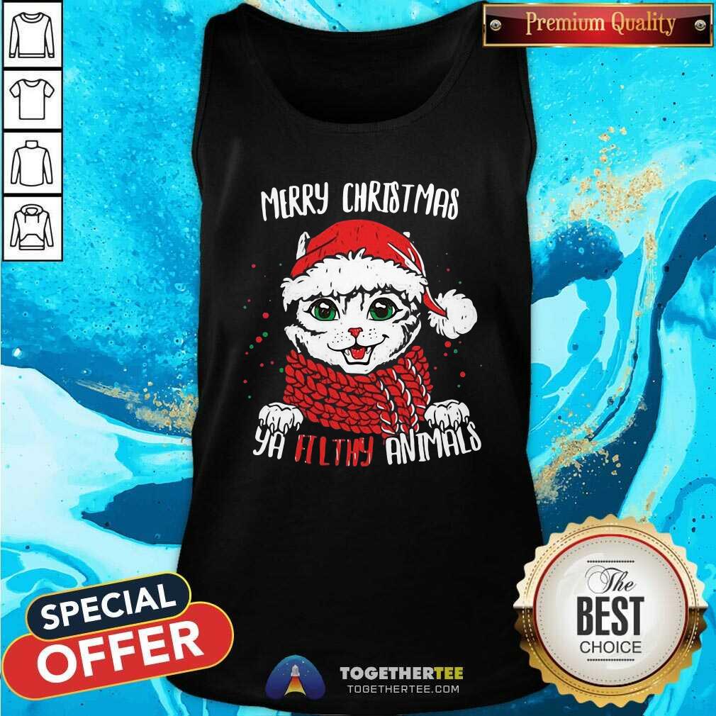 Cute Merry Christmas Ya Filthy Animals Cat Christmas Shirt - Image 3