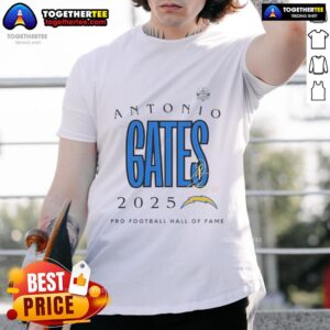 Official Antonio Gates Los Angeles Chargers Pro Football Hall Of Fame 2025 Signature T-Shirt