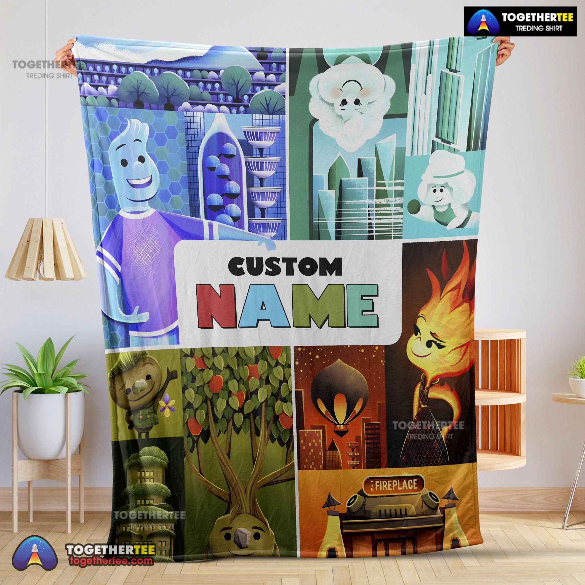 Official Disney Cartoon Elemental Ember Wade Lutz Clod Blanket Fleece Customized Blanket